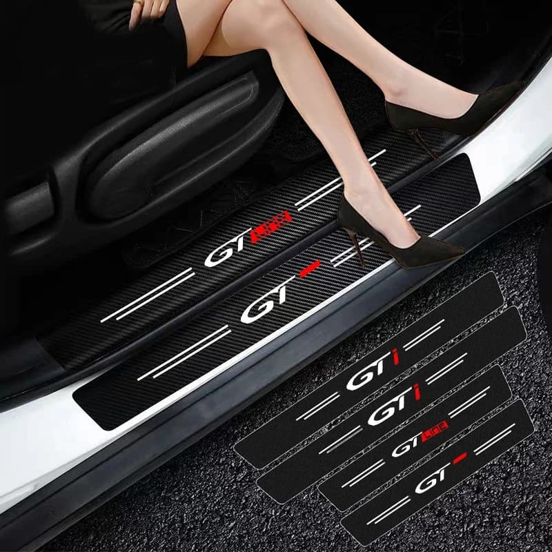 Plaque de seuil de porte de voiture, autocollants en Fiber de carbone pour Peugeot GT GTi GT Line 508 5008 3008 208 2008 308 206 307 106 108 306 206