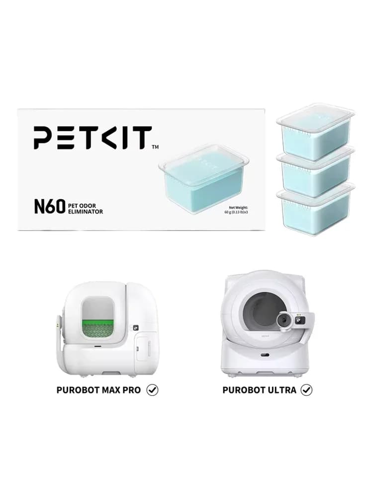 Petkit éliminateur d'animaux N60 exclusif pour bac à litière autonettoyant PUROBOT, contrôle des odeurs de toilettes pour chats (paquet de 3)