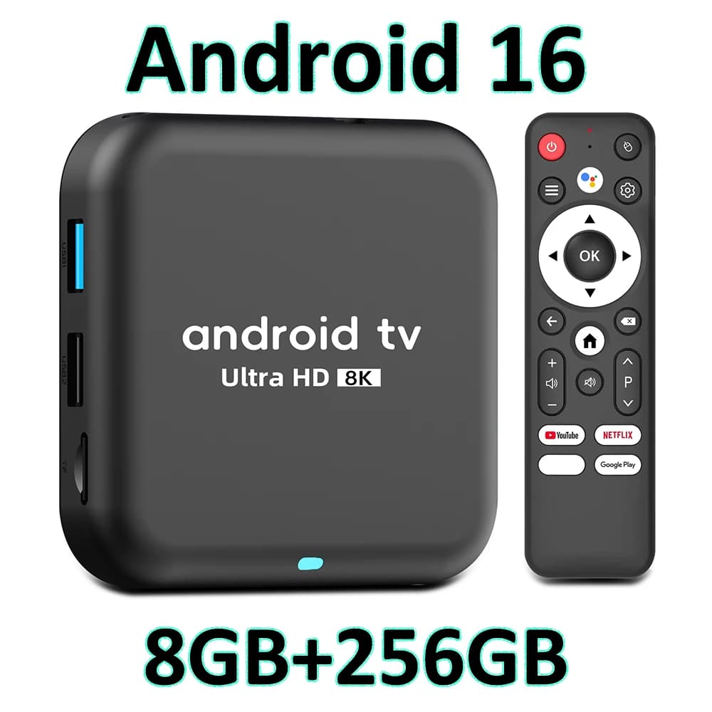Boîtier TV Intelligent Q18 Android 16 RK3518 8GB 256GB WiFi6 Double Bande BT5.4 Assistant Vocal Google Vidéo HD Lecteur Multimédia en Continu