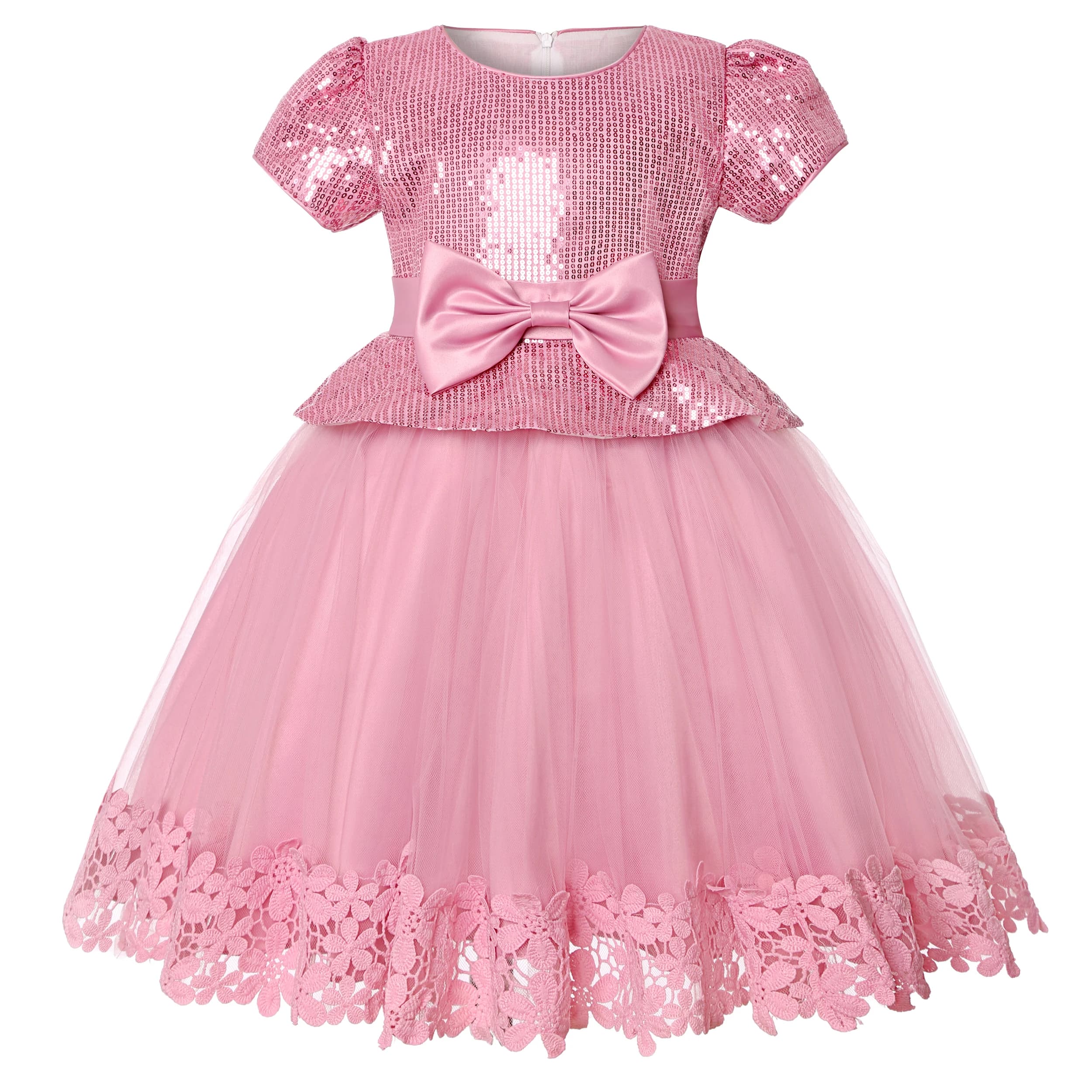 Robe gonflée à paillettes pour enfants avec nœud, gaze de gaze, petite fille, fête d'anniversaire, performance, nouveau