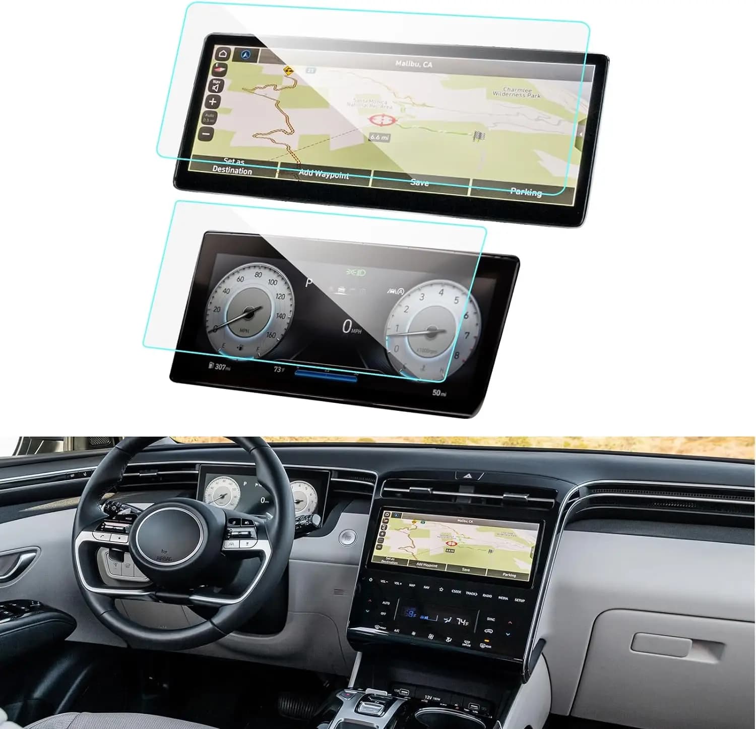 Protecteur en verre trempé pour voiture Hyundai Tucson 2022 2023, film de protection pour navigation GPS de 10.25 pouces, écran LCD, film