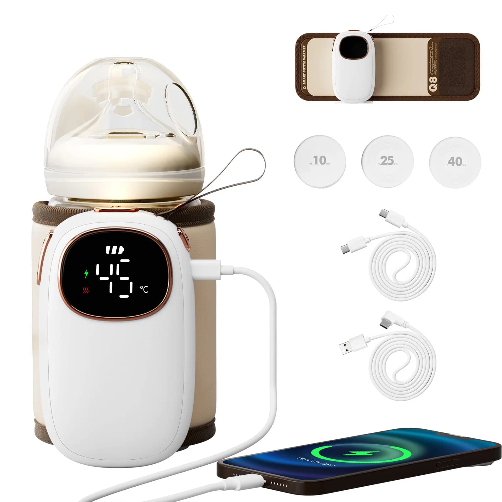 Chauffe-biberon sans fil, chargeur USB, sac chauffant, batterie Rechargeable, chauffe-lait, Kit d'isolation longue durée