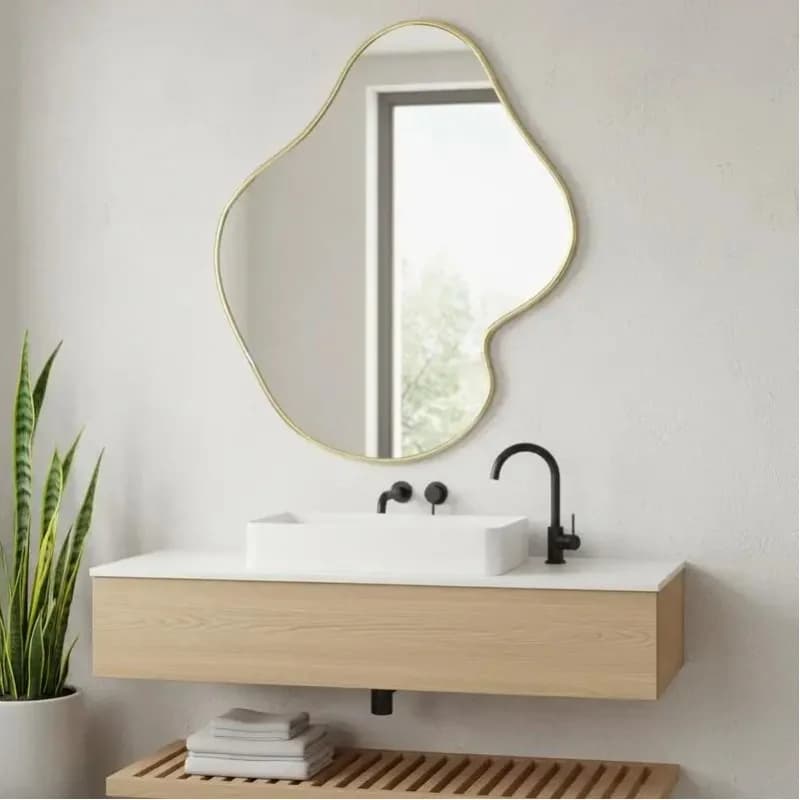 Miroir mural pour un design intérieur minimaliste – Miroir en verre avec cadre durable, fixation murale, réflexion cristalline, utilisation