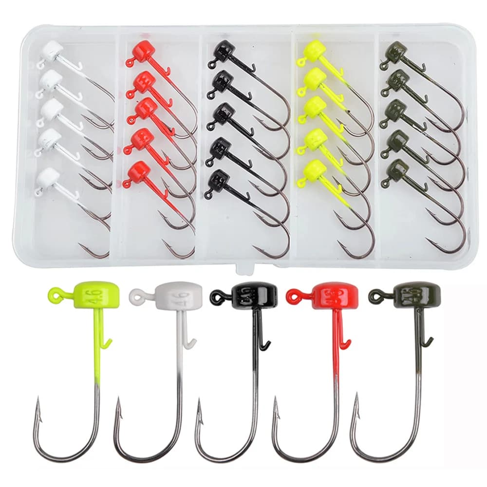 25 pièces Ned Rig têtes de gabarit Kit champignon gabarit 2.8g 3.5g 4.6g sans mauvaises herbes bar truite pêche ver gabarit tête crochets