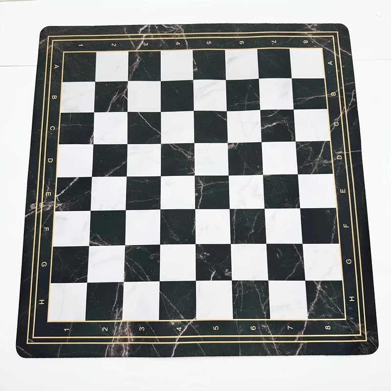 Tableau d'échecs en caoutchouc souple de couleur semblable au marbre, 52cm/20.47 pouces, grande taille, enroulable et storable, jeux d'échecs