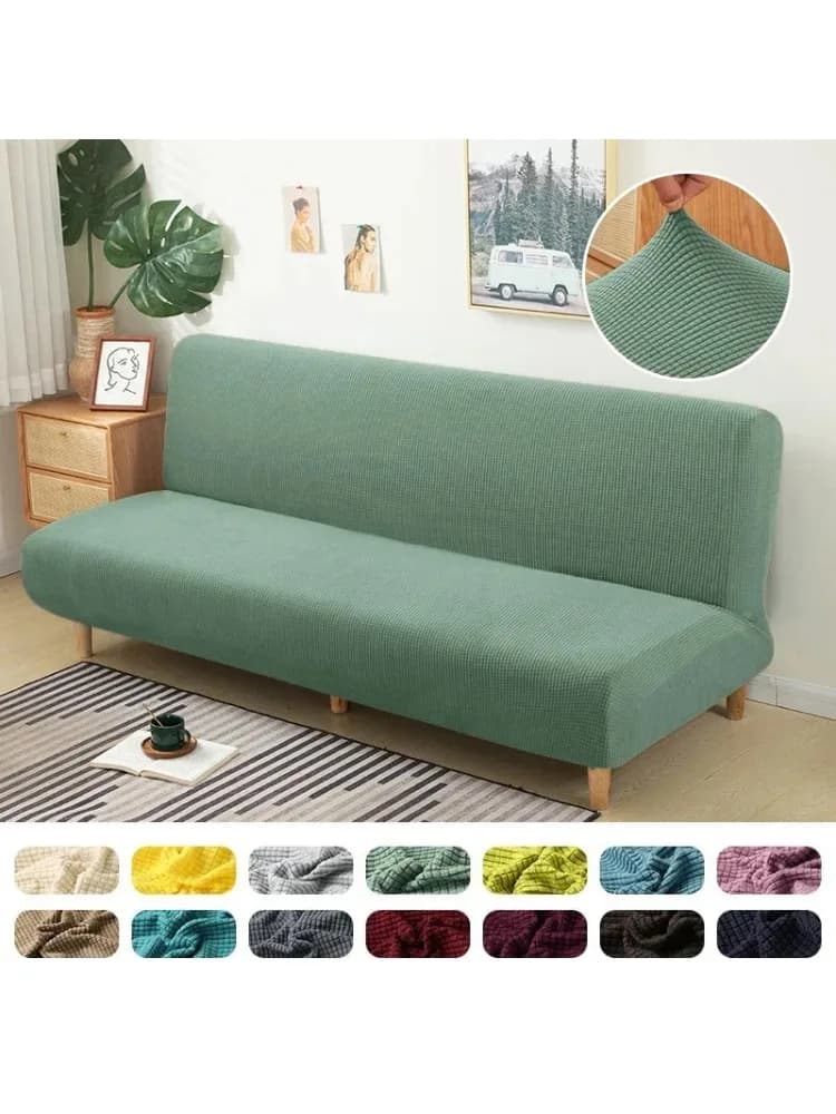 Housse de canapé-lit sans accoudoirs, sans accoudoirs, extensible, pliable, Futon, anti-poussière, élastique, amovible