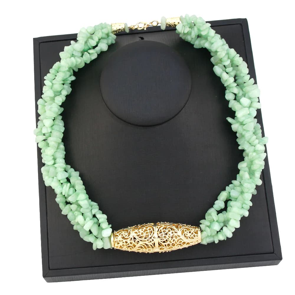 Sunspicems couleur or marocain femmes collier ras du cou pierre naturelle multicouche chaîne Caftan collier arabe Birde bijoux de mariage