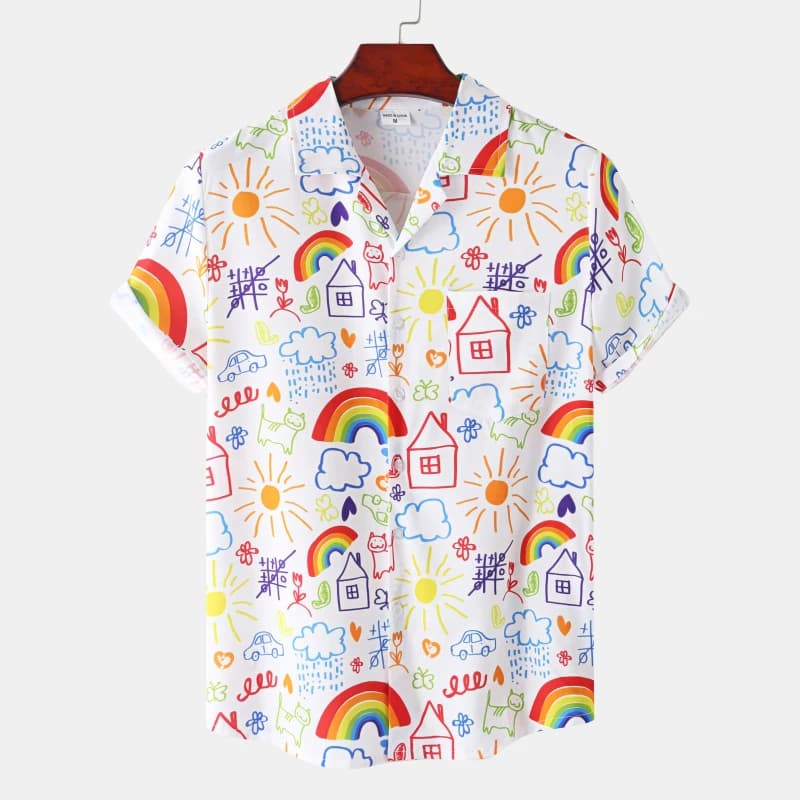 Été arc-en-ciel hommes Vocation revers Camisa surdimensionné chemises hawaïennes impression 3d mode hommes femmes plage à manches courtes Blouse