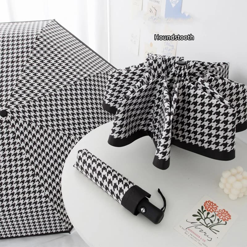 Parapluie, coupe-vent, résistant à la pluie, pied-de-poule, style britannique à la mode, parasol de voyage, parapluie automatique pliant Portable