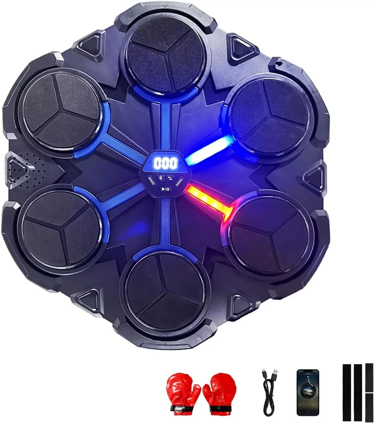 Machine de boxe musicale, machine de boxe musicale murale intelligente Bluetooth améliorée, vitesse réglable, comprend des gants de boxe.