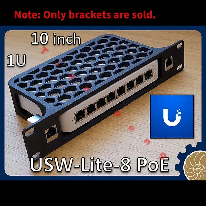 Support de montage en rack pour Ubiquiti UniFi USW Lite 8 POE 10 pouces 19 pouces, personnalisé 1U, dissipation thermique stable, antidérapant,