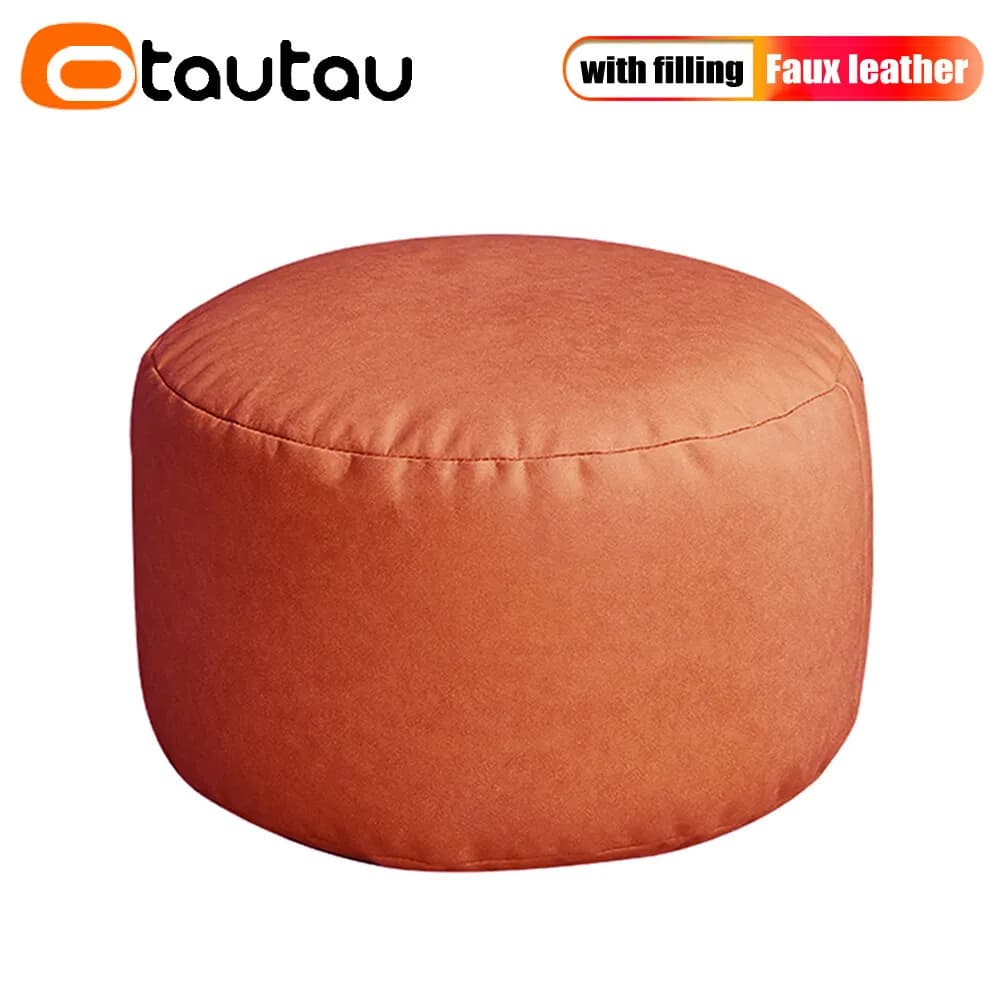 OTAUTAU petit rond Faux cuir Ottoman tabouret pouf Pouf repose-pieds en peluche pouf repose-pieds sol coin siège bouffant JD004