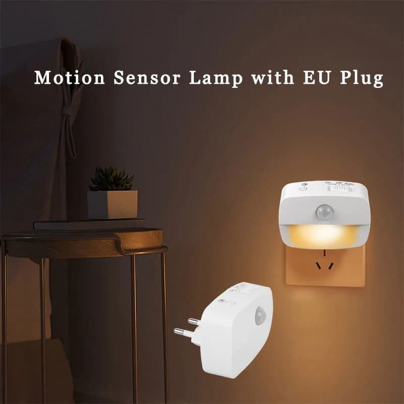 Capteur de mouvement LED sans fil veilleuse prise détecteur de mouvement chambre escalier placard chevet lampe de nuit 220V alimenté par batterie