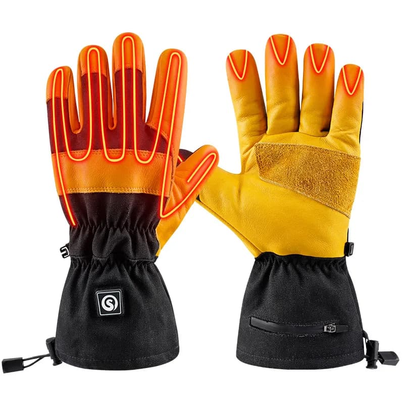 Gants de Snowboard en cuir pour hommes et femmes, rechargeables, chauffants électriques, avec batterie, pour le travail, vélos de Ski, Moto,