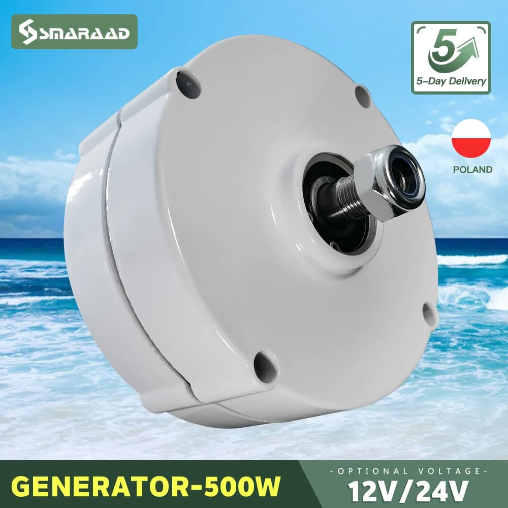 Générateur synchrone à aimants permanents triphasé 500W 12V 24V, alternateur d'éolienne à entraînement direct basse vitesse, certifié CE