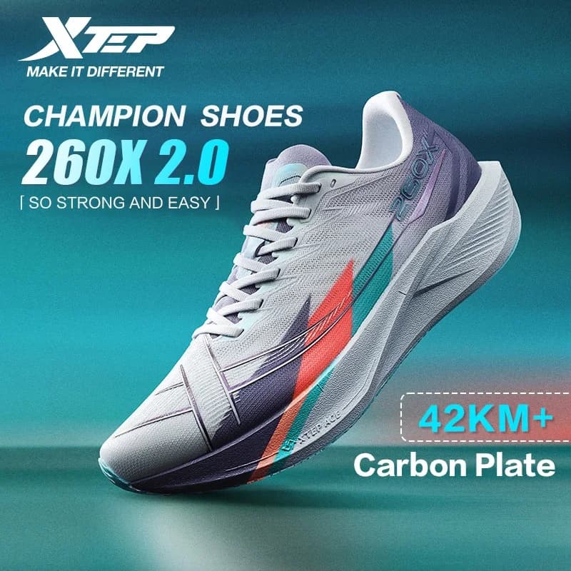 Xtep 260X 2.0 chaussures de course Marathon pour hommes course plaque de carbone choc coussin souple Sport chaussure d'entraînement quotidien
