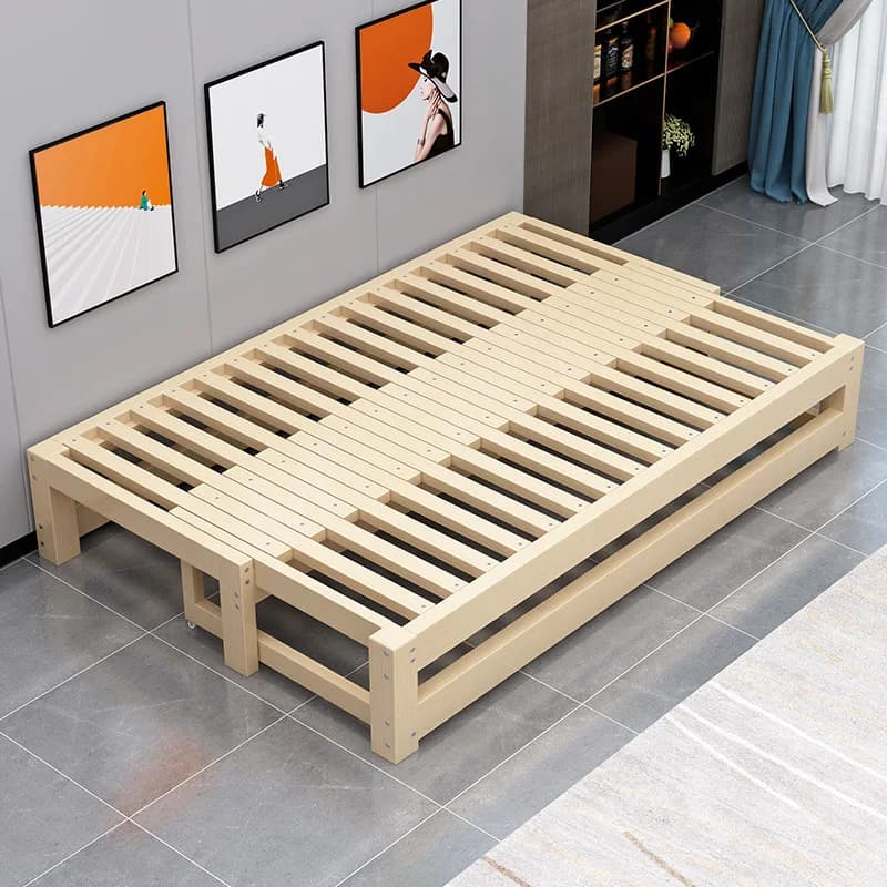 Canapé-lit en bois massif, tatami pliable multifonctionnel, lit télescopique coulissant, petit appartement, siège et lit escamotable