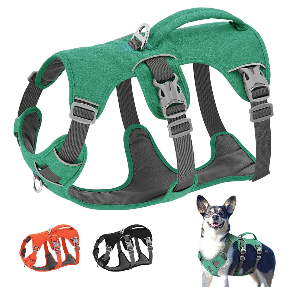 Harnais pour chien en nylon anti-fuite, harnais réfléchissant pour chien, gilet durable pour animaux de compagnie avec poignée réglable pour