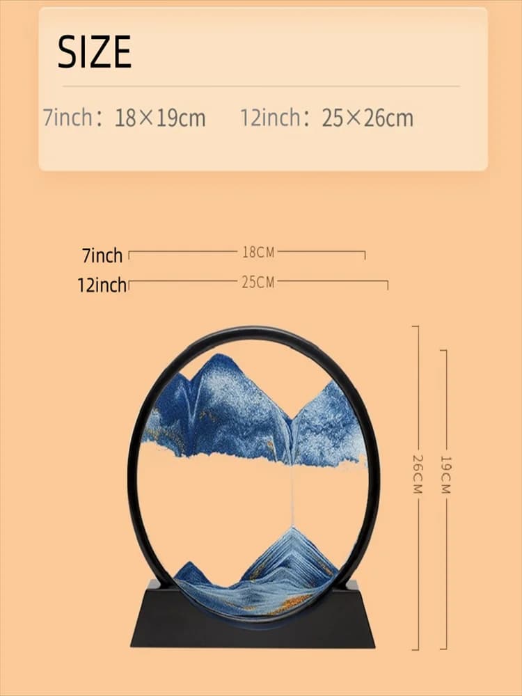 Art de sable mobile en verre 3D, paysage de sable créatif dans le mouvement, cadre de sable fluide, peinture de sablier pour la décoration de la