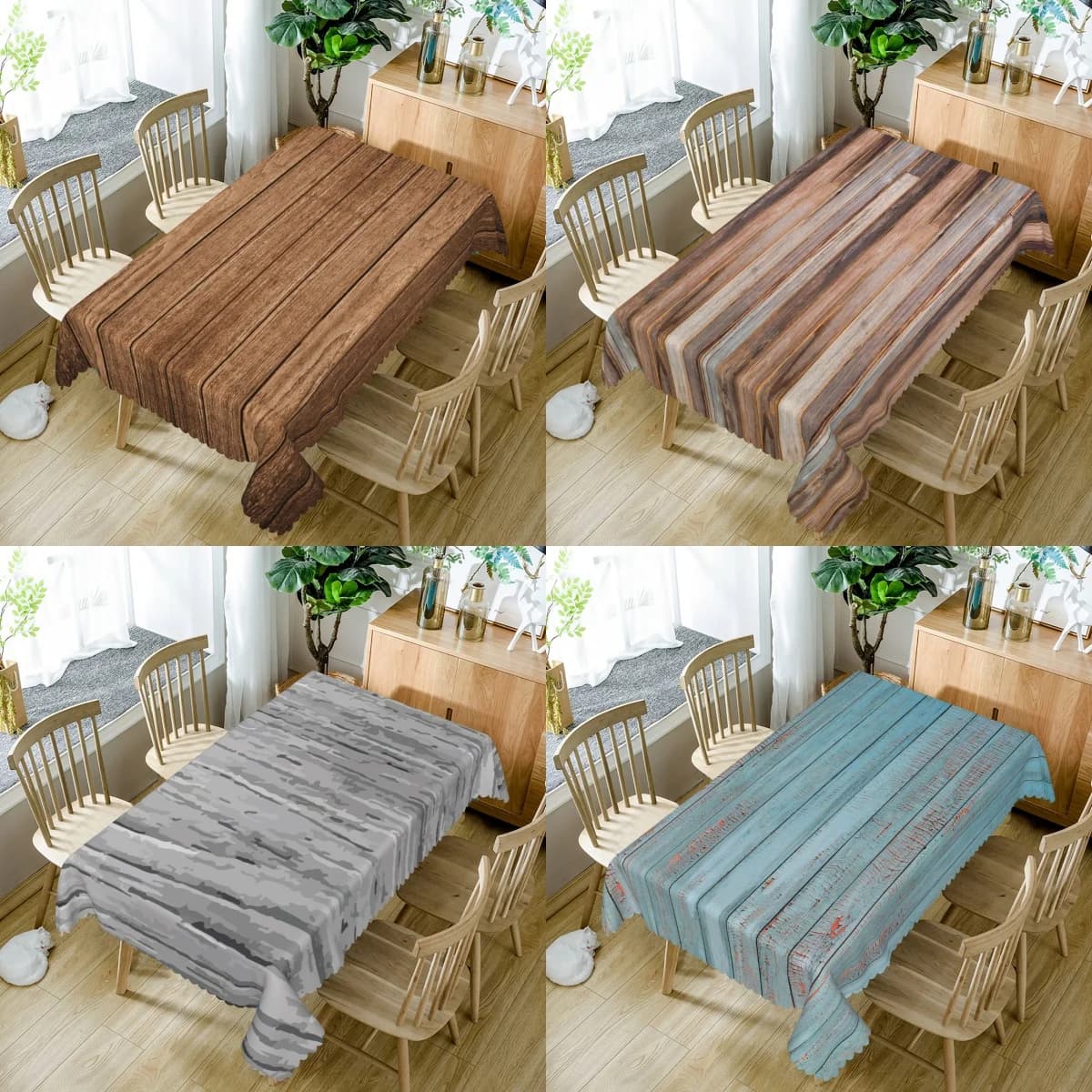 Nappe à motif bois naturel rustique rectangulaire, texture bois, imperméable, pour la décoration de table à manger, cuisine, fête, maison