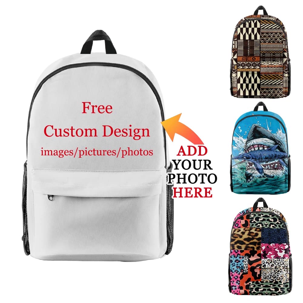 Sacs à dos personnalisés unisexes ajouter votre image photo LOGO tissu Oxford impression 3D basique décontracté école étude voyage sac à dos