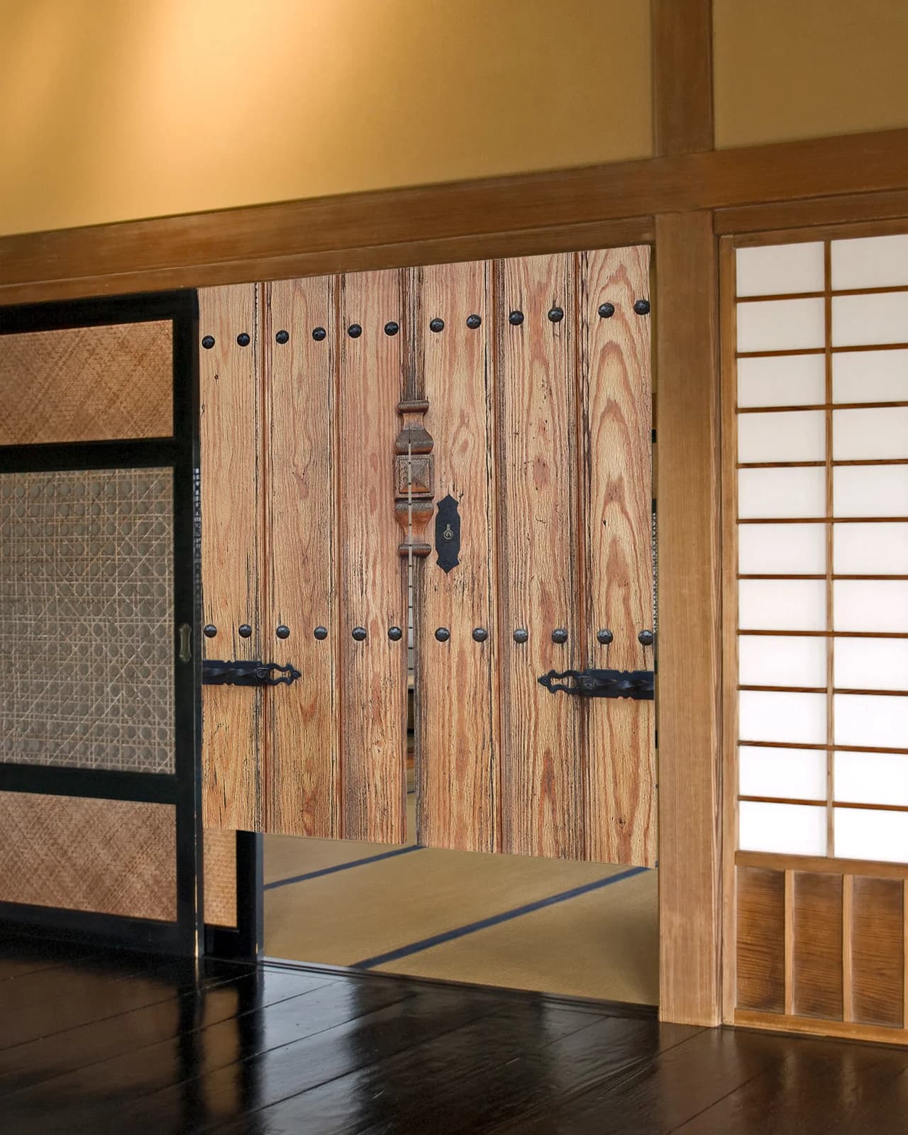 Rideau Noren de Porte en Bois de Style Rétro, Rideaux de Mathiation de Chambre à Coucher, Porte d'Entrée de Cuisine, Rideau Fendu