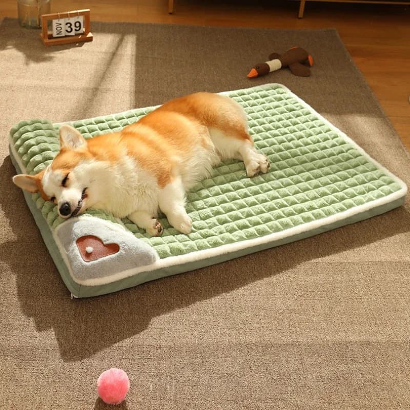 Lits apaisants pour chiens de petite et grande taille, tapis de luxe avec oreiller, housse amovible, tapis en mousse pour animaux de compagnie,