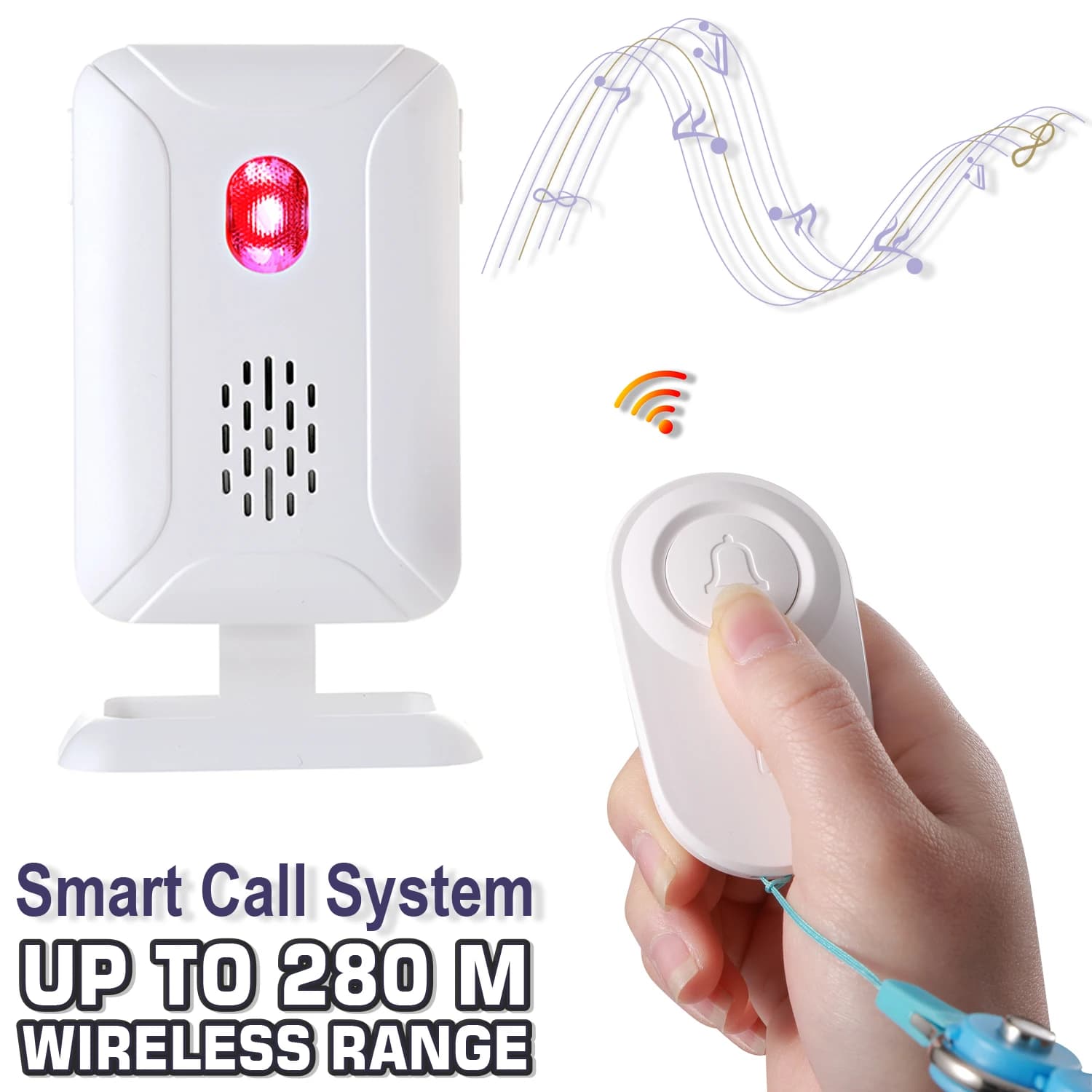 Téléavertisseur de soignant sans fil pour personnes âgées, Distance de 280M, système d'appel intelligent, vie d'urgence, alerte de chute, alarme,