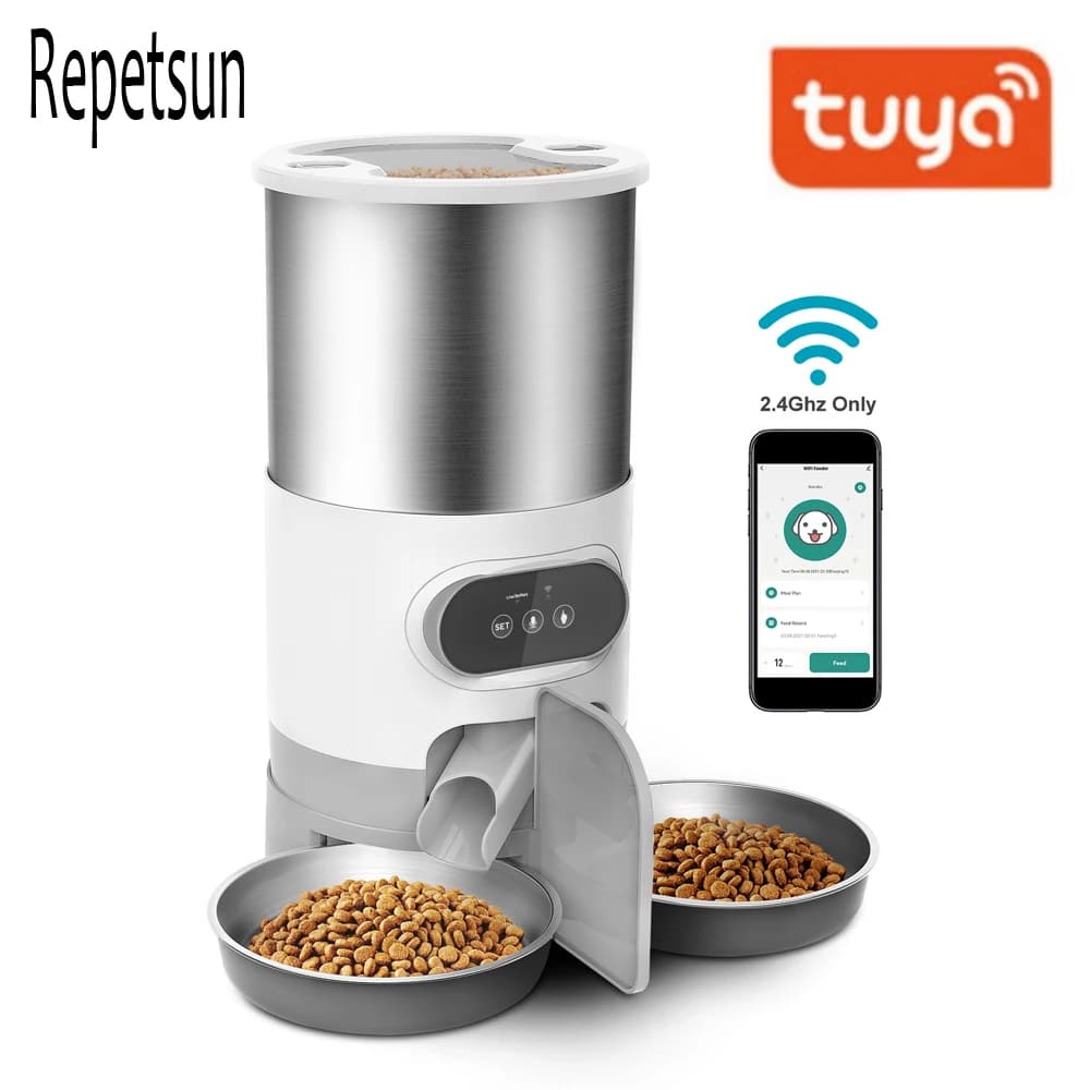 Tuya-Mangeoire intelligente pour animaux de compagnie, distributeur de nourriture pour chat et chien, adaptée aux chats et chiens de petite et