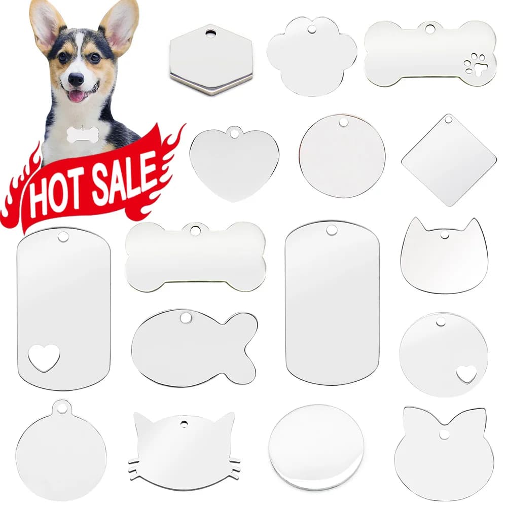 Étiquette d'identification vierge pour chien et chat, 20 pièces, collier personnalisé pour animaux de compagnie, pendentif avec nom, porte-clés en