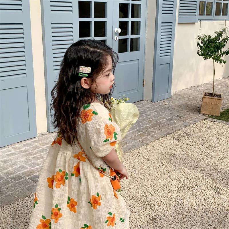 Robe de princesse respirante à manches courtes pour filles, vêtements éducatifs pour enfants, vêtements pour bébés et enfants, doux, floral,
