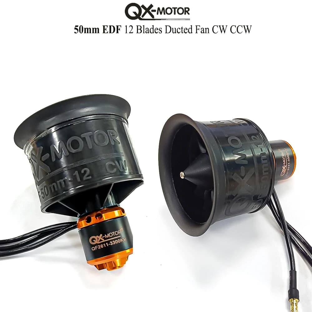 QX-MOTOR 50mm 12 pales ventilateur canalisé EDF avec moteur sans brosse 3-4S pour avion FMS RC EDF hélicoptère avion RC