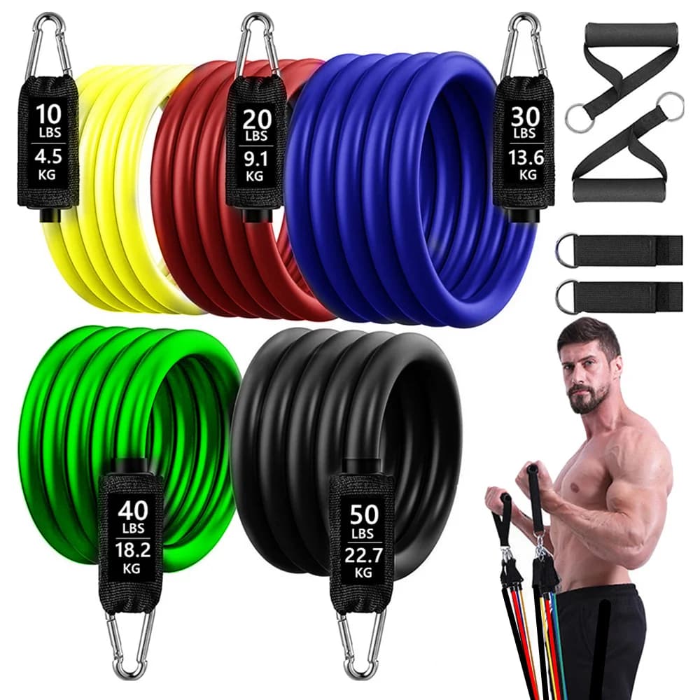 Elastic Bands for Fitness Résistance Set Bands De Fitness Elastique Sport Musculation En Latex 100LBS Professionnels Entraînement Homme Femmes