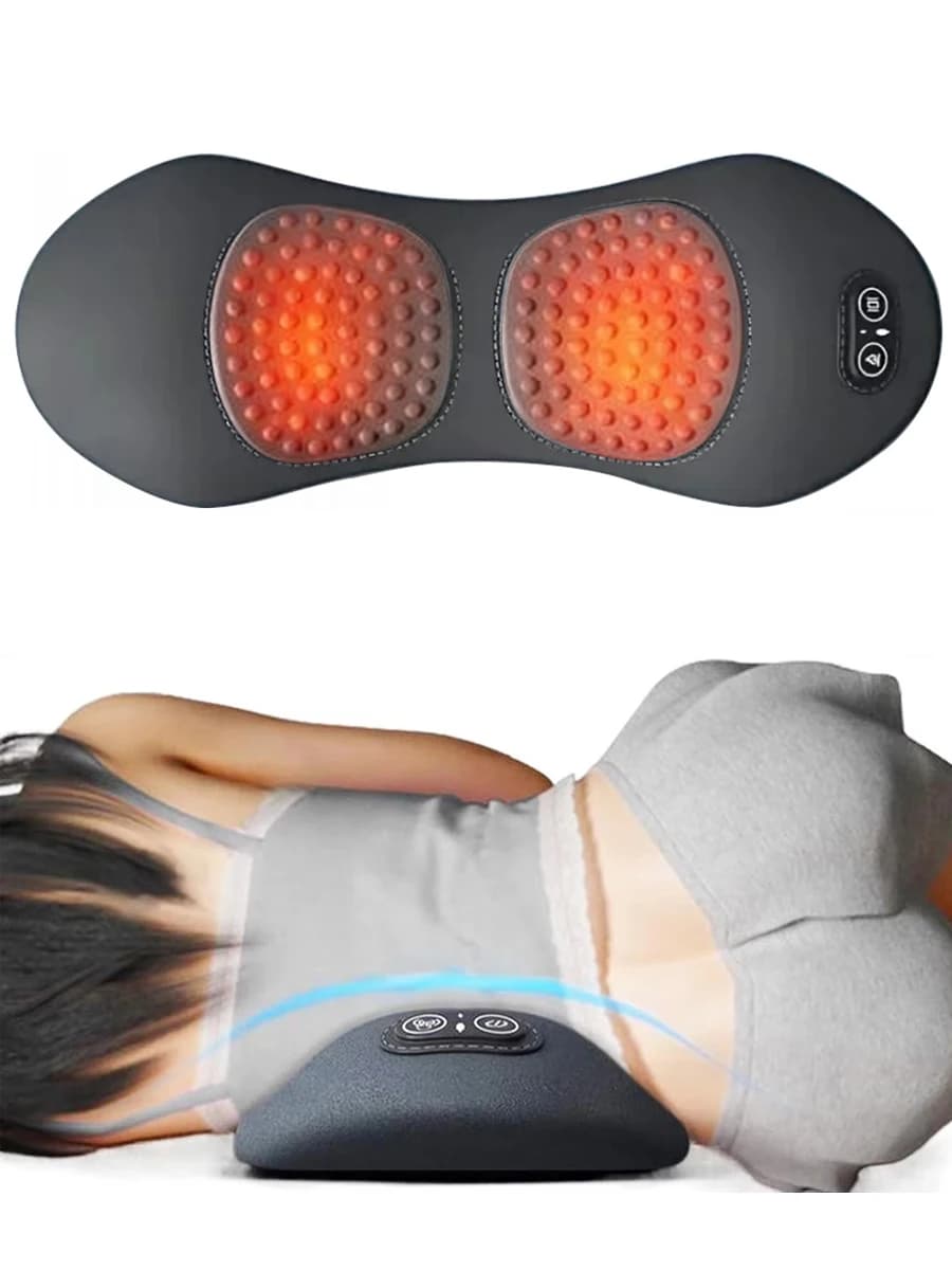 Coussin de massage chauffant et vibrant, support lombaire électrique, coussin de protection pour le dos et la taille, soulagement de la douleur