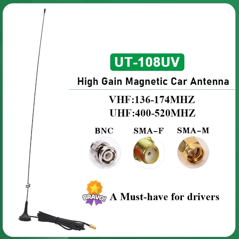 NAGOYA Antennes De Voiture UT-108UV SMA-femelle Magnétique À Gain ÉWerPour UV-K5 UV-K6 SMA-Mâle Pour TYT TH-8000D MD-380 BNC Pour TK100 IC-V80