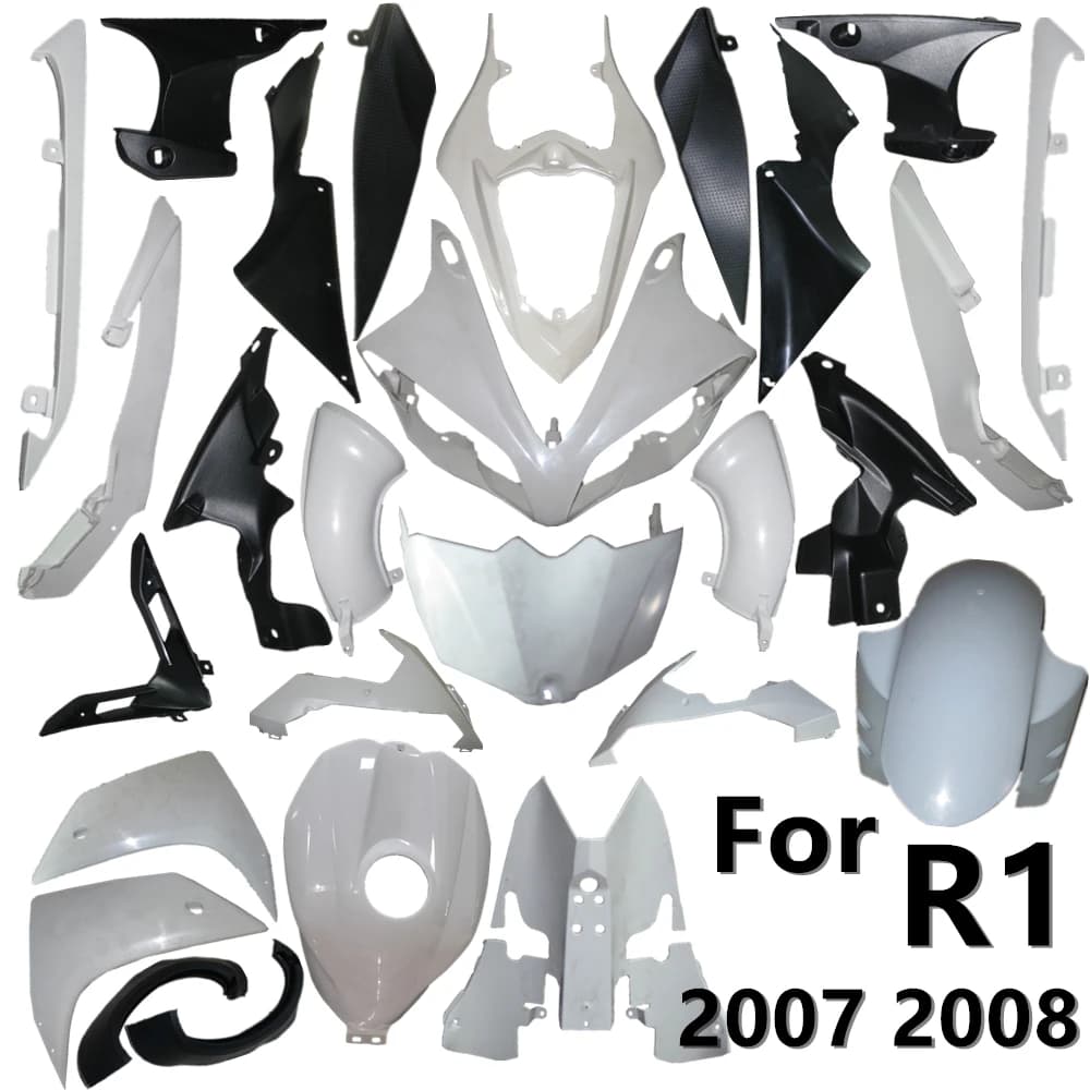 Pièces de carrosserie en plastique pour Yamaha YZF 1000 YZF R1 2007 2008, travail de la batterie, carénage, composants non peints, moulage par