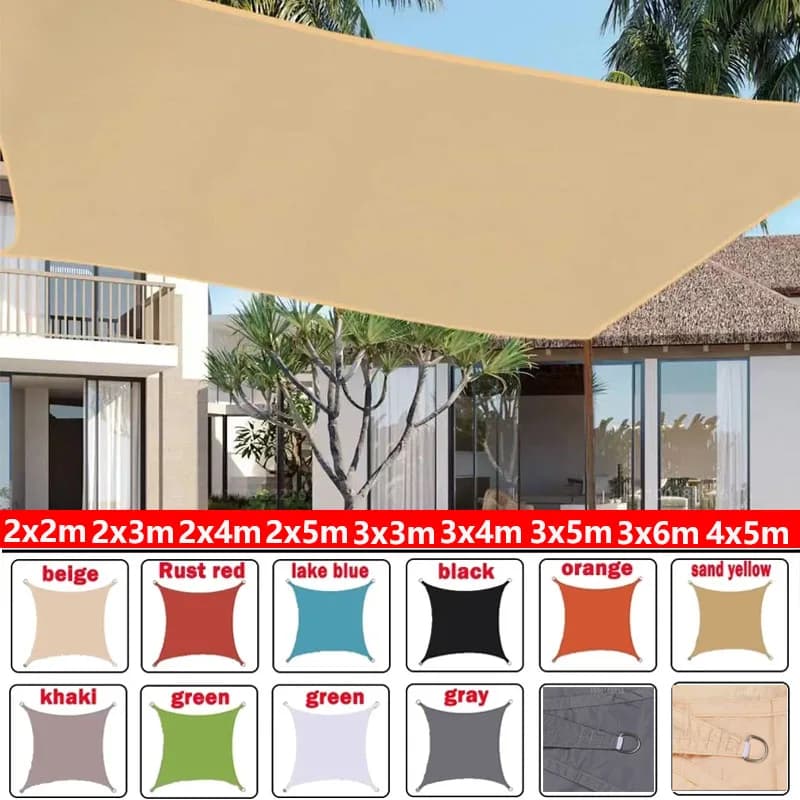 Voile d'ombrage imperméable 300D pour jardin extérieur, plage, camping, patio, piscine, auvent, tente, protection solaire. 11 couleurs
