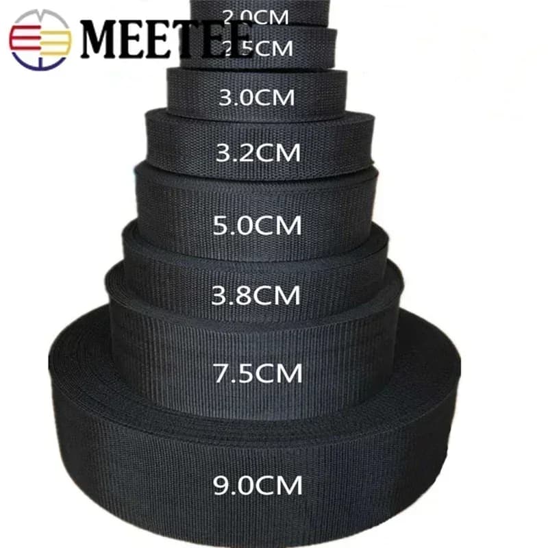 Meetee 10M 20mm-100mm noir Polyester sangle bande sac à dos sangle collier pour animaux de compagnie bande ceinture sac couture biais vêtements