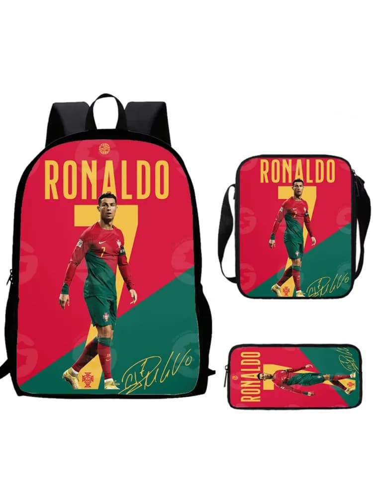 CR7 Football – sac à dos 3 pièces/ensemble avec sacs messager, trousse à crayons, sac d'école pour garçons/filles, meilleur cadeau, sacs