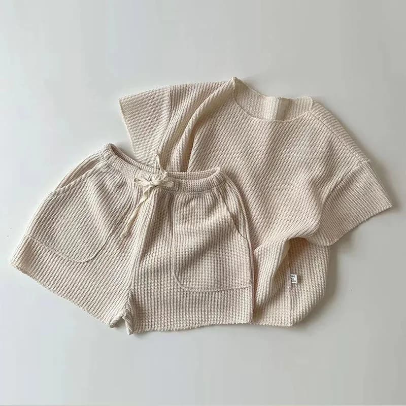 T-shirt à Manches Courtes pour Enfant Garçon et Fille, Pull Doux et Solide, Ensemble de Vêtements de Maison Simple, Nouvelle Collection Été 2023