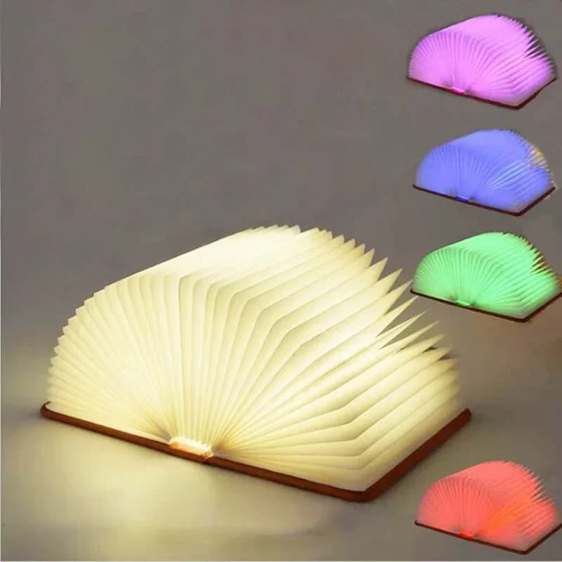 3D pliant créatif LED veilleuse RGB couleur USB Recharge en bois livre lumière décor chambre bureau lampe de Table pour enfant cadeau