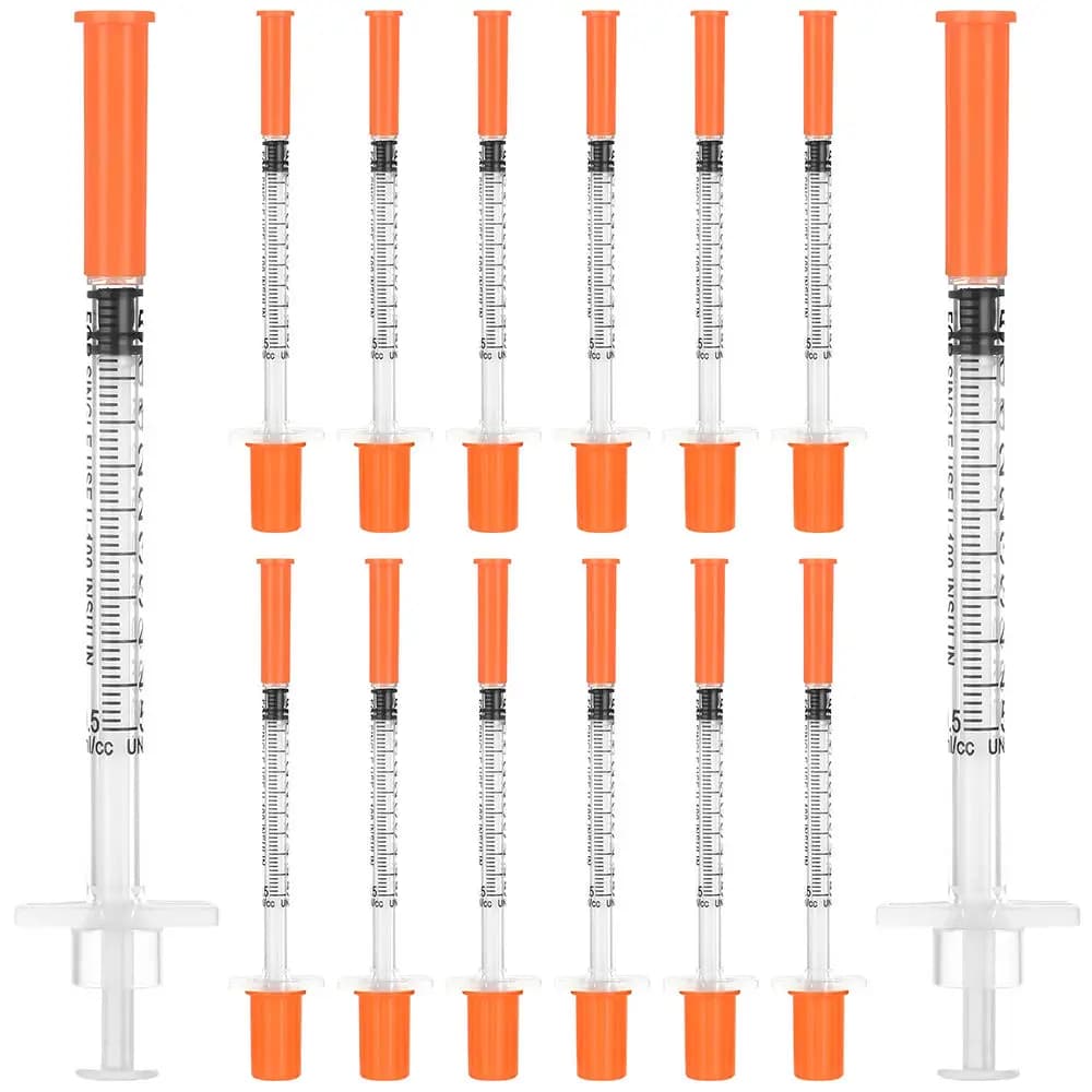 Seringue à insuline stérilisée de 100 ml, aiguille 30G 8mm, enveloppée jetable pour Injection vétérinaire d'animaux de compagnie, Orange,