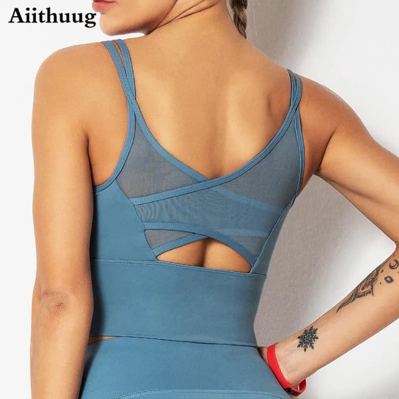 Aiithuug Yoga soutiens-gorge Fitness chemises hauts de course soutiens-gorge de sport gymnastique entraînement haut court Yoga culture hauts Fitness