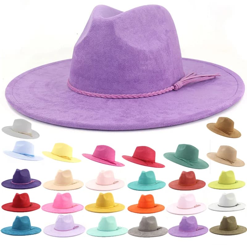 Malachite vert daim Chapeau à large bord 2025 nouveau Chapeau Fedora hommes femmes automne hiver feutre chapeaux classique église Fedoras Chapeau