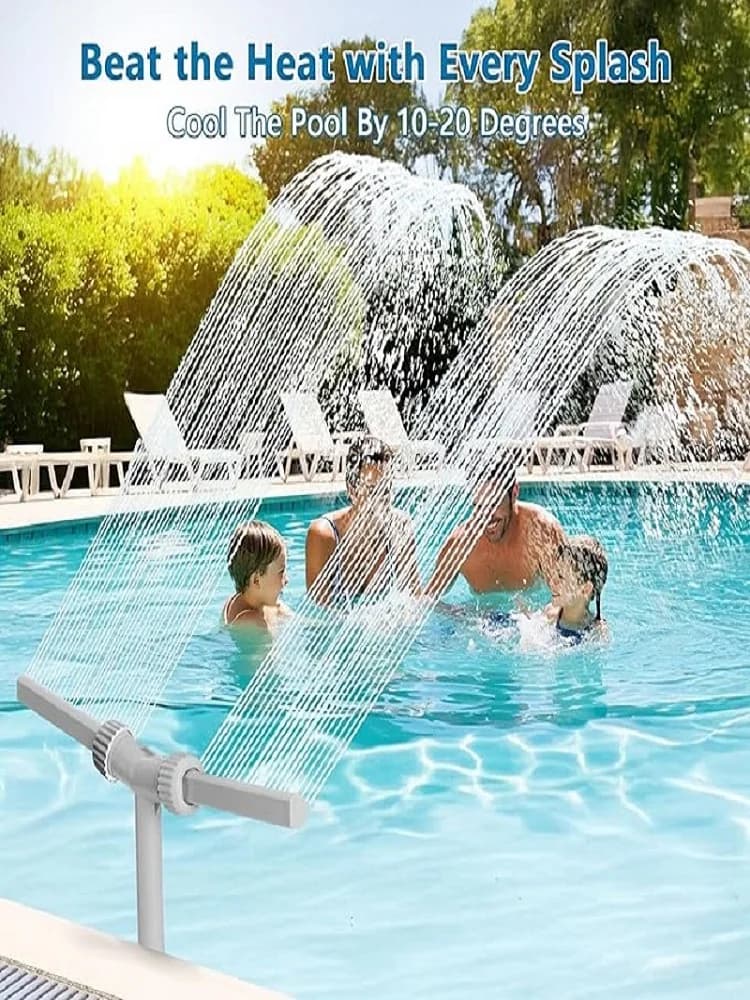 Fontaine à eau double jet pour piscine, pulvérisateur cascade réglable, arroseur créatif pour piscine avec support