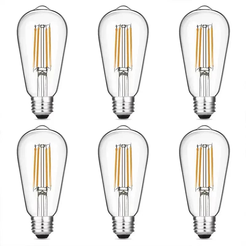 6 pièces LED ST64 E27 2W 4W 6W 8W 10W 12W 4000K blanc chaud inntage Edison Filament ampoule Dimmable E27 B22 110V 220V lampe d'énergie