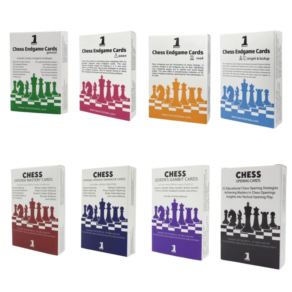 Benoni Chess Openings Cards - Meilleur cadeau pour les amateurs d'échecs pour étudier la stratégie d'échecs, les tactiques, les mouvements