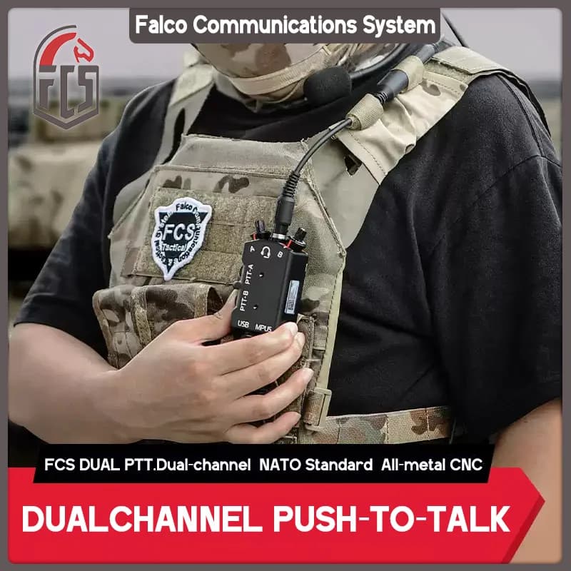 NOUVELLE VERSION 2024 Casque de communication tactique et accessoires radio en métal CNC MPU5 DUAL PTT MK II, FCS-TACTICAL