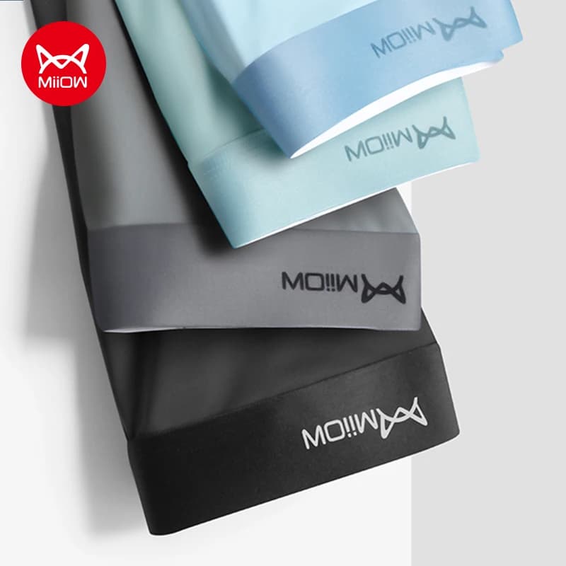 MiiOW 4 pièces Lot hommes Boxer Shorts graphène antibactérien glace sous-vêtements en soie homme caleçons 3A respirant mâle culottes homme