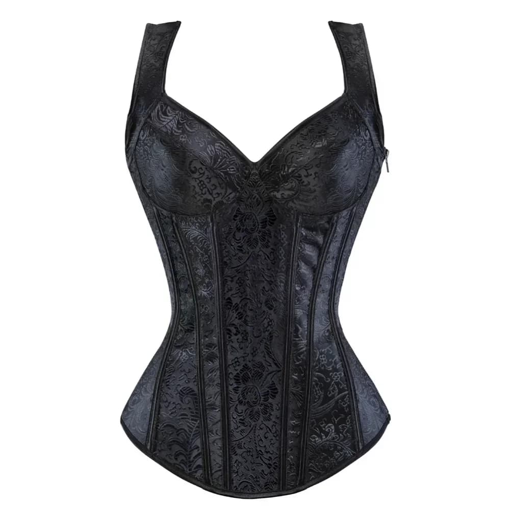 Corset femme avec bretelles surbuste Corsets gilet Steampunk Corsets et Bustiers à lacets désossé Jacquard haut Corset